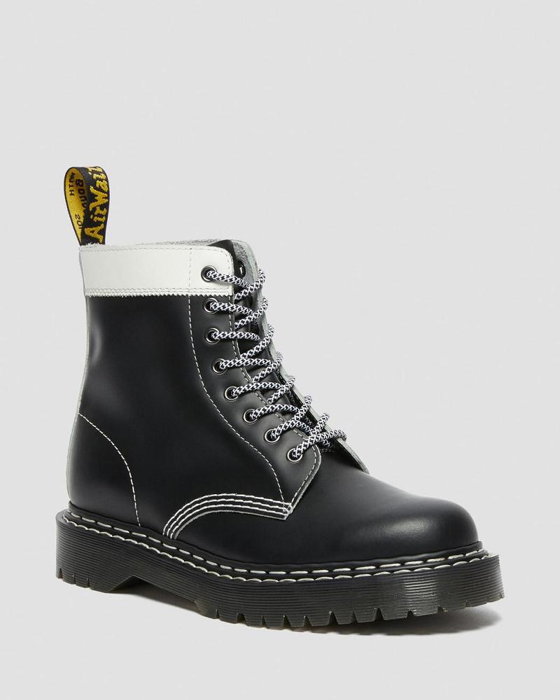 Botas con Cordones Dr Martens 1460 Pascal Bex Cuero Contrast Mujer Negros Blancos | MX 597FDN